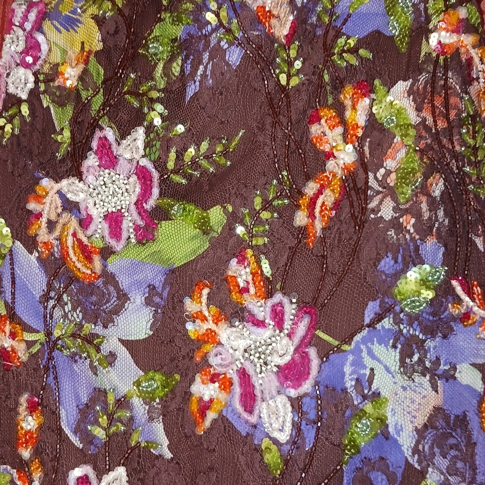 RALPH LAUREN Brown Sequin/Beads Floral Sleeveless Cocktail Dress Women's 2 NWT - Picture 9 of 16